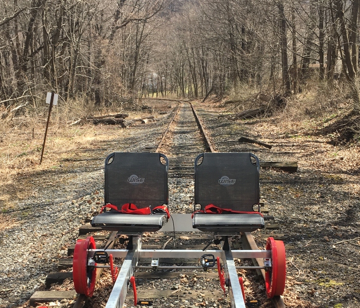 a train that is sitting in the grass